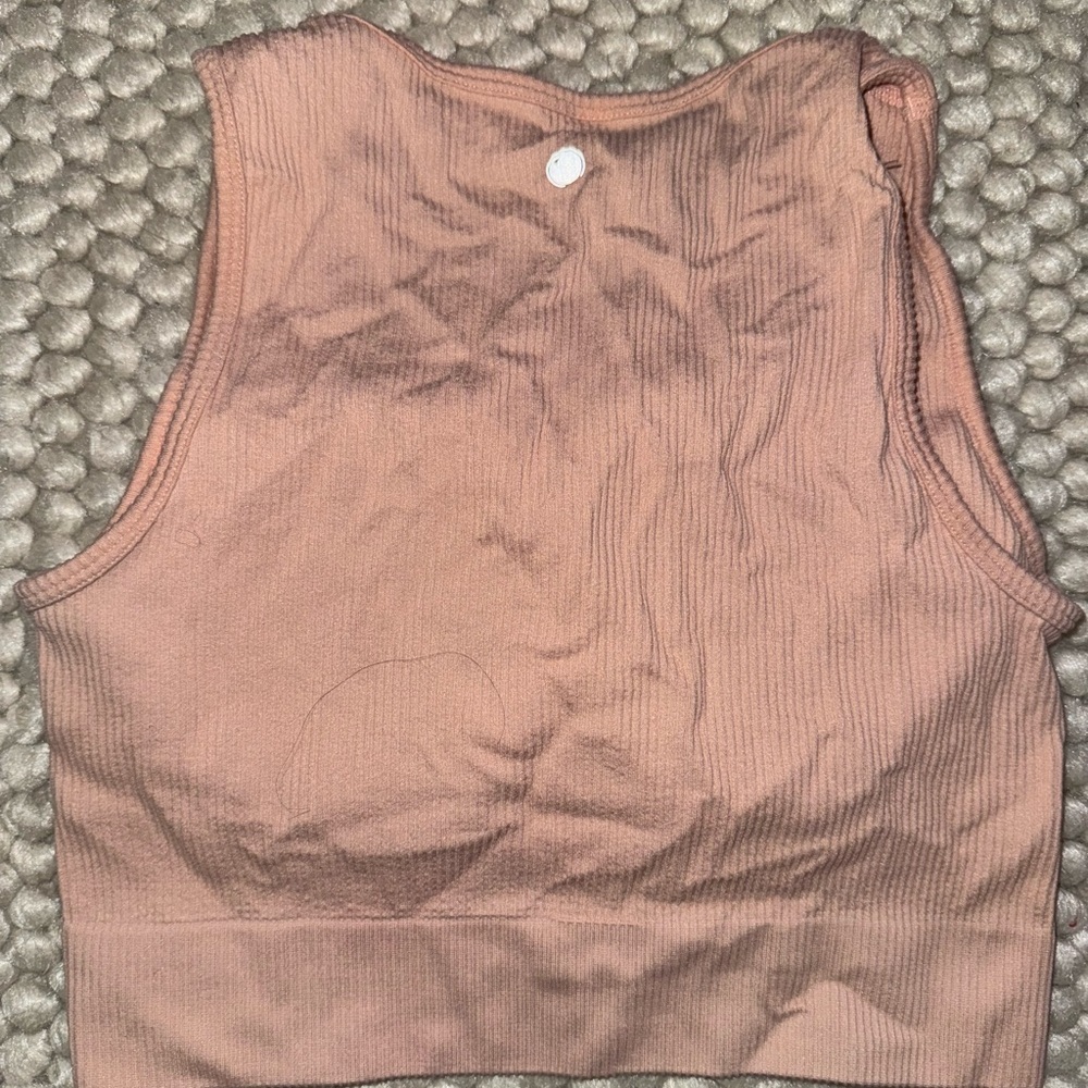 Yogalicious Peach Ribbed Sports Bra Tank - Picture 3 of 4
